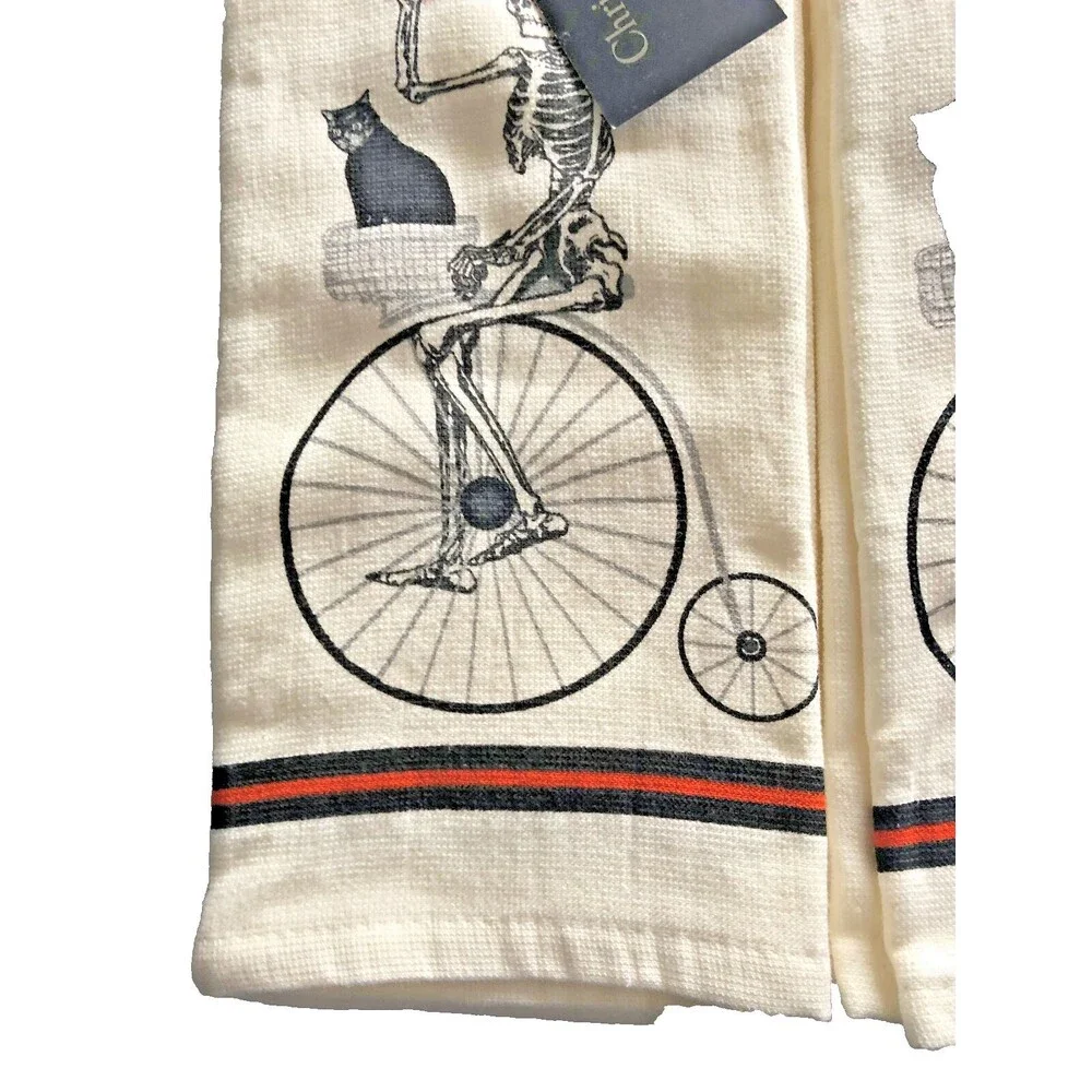 Christian Lacroix Halloween Skeleton Dish Kitchen Towels High Wheeler Set Of 2